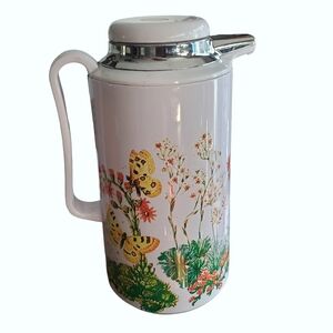 Vintage insulated Coffee or tea carafe with butterflies and flowers